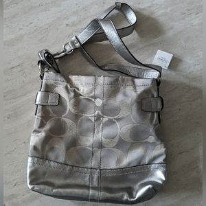 Coach Signature Silver Shoulder Bag